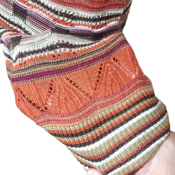 VTG Knit Minded Womens Knit Dress M Nature Multicolor Striped V-Neck Stretchy - Picture 7 of 8